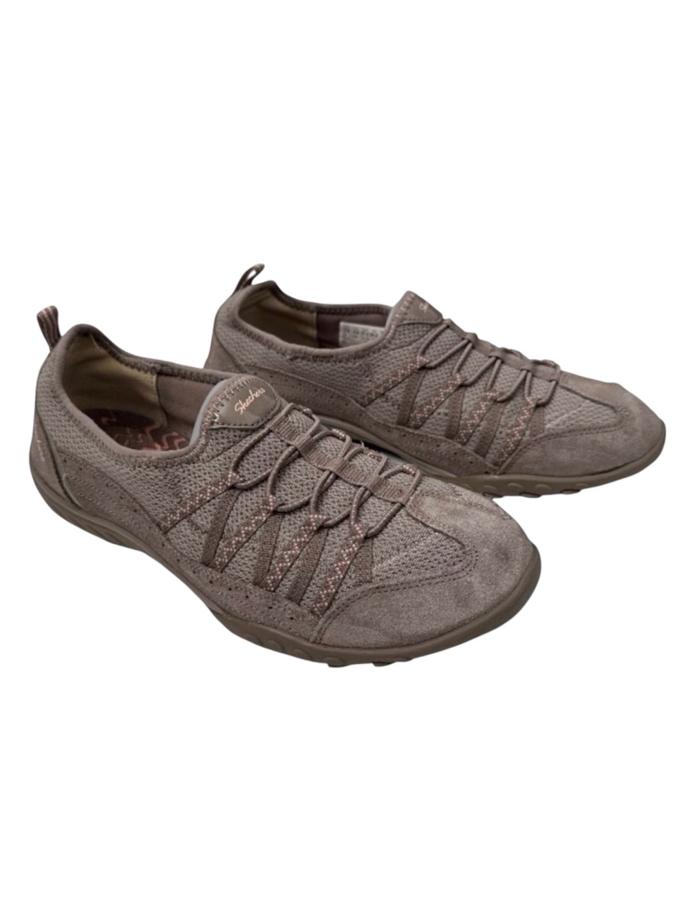 Skechers Slip In Air Cooled Memory Foam Bungee Laced Sneakers Taupe Size 7.5